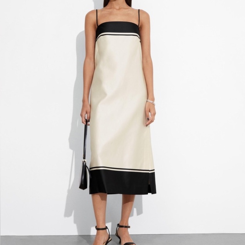 & Other Stories Strappy Satin Midi Dress